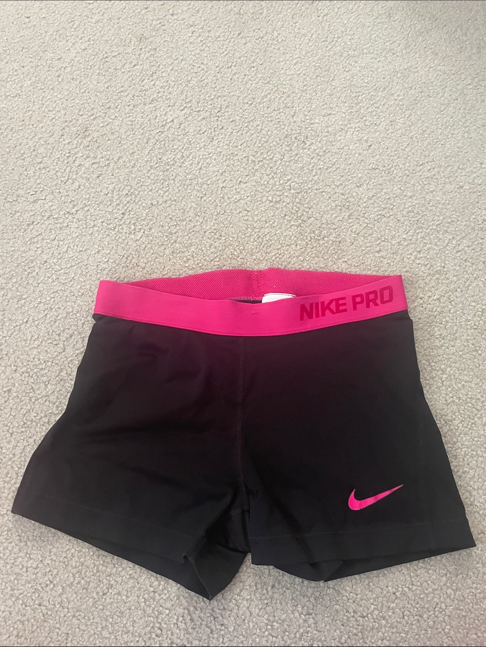 Nike Black Athletic Shorts with Bright Pink Waistband
